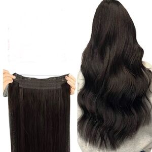22” Human Hair Extension Halo Extension Flip In Extension Remy Hair Brown